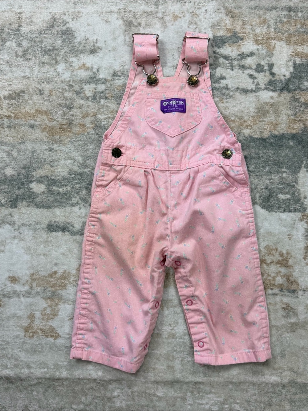 Vintage OshKosh B’gosh Vestbak pink floral overalls 1990s size 12 months
